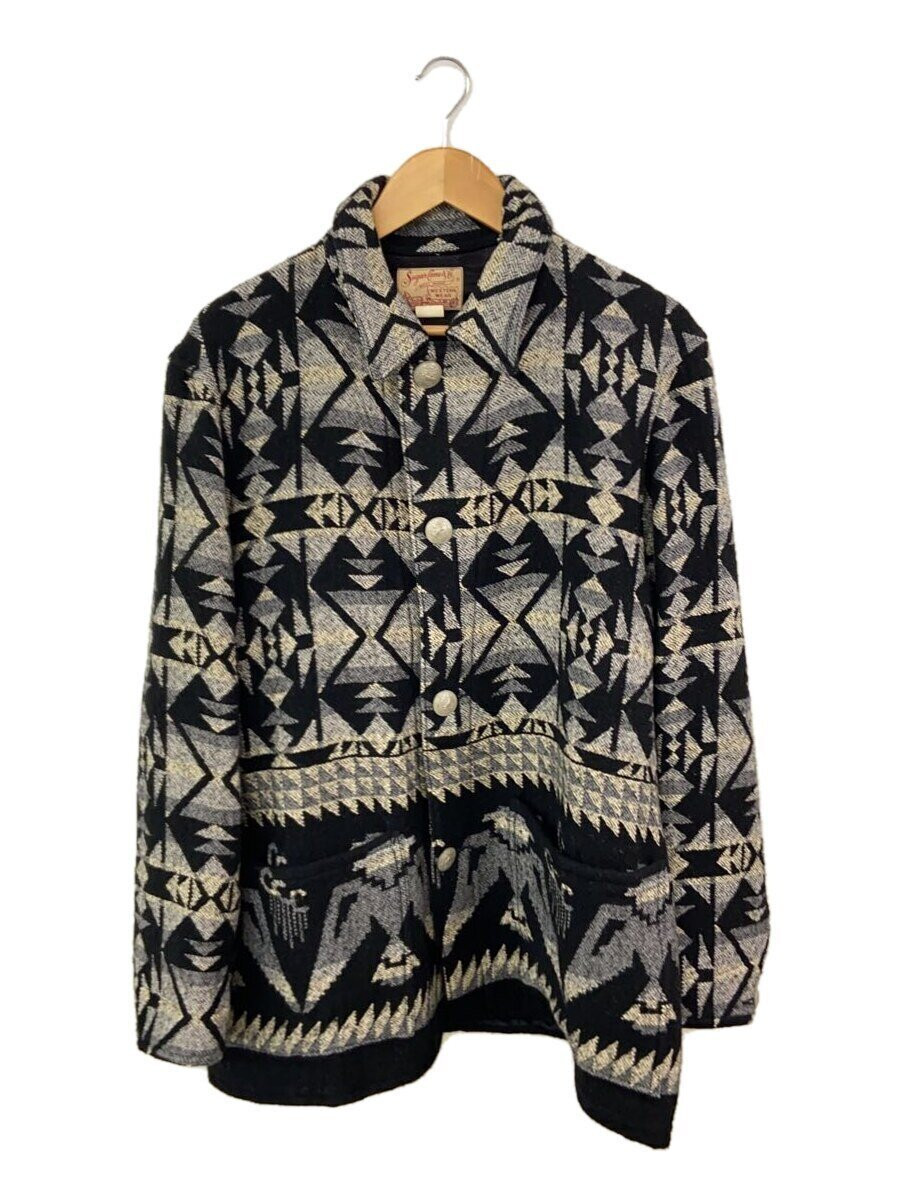 SUGAR CANE Native American Cotton Wool Blanket Jacket Size 40 Black VTG Workwear