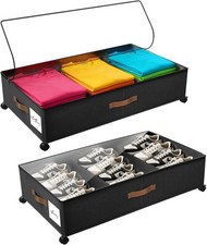 Under Bed Storage with Wheels, Rolling Under Bed Storage Containers with Clear