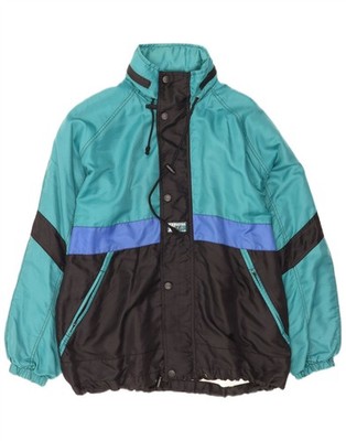 Shamp Mens Loose Fit Windbreaker Jacket UK 36 Small Blue Colourblock AS11