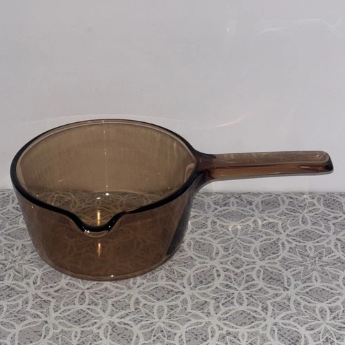 VTG Visions Corning Glass 1L Amber Stove Top Spout Saucepan USA Pyrex - No Lid