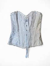 Ivory Satin Corset Bustier Coquette Bridalcore Lace-Up Boned Top Y2K Fairycore