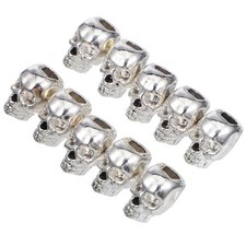 30Pcs Antique Silver Skull Head Metal Spacer Beads - Large Hole for Jewelry