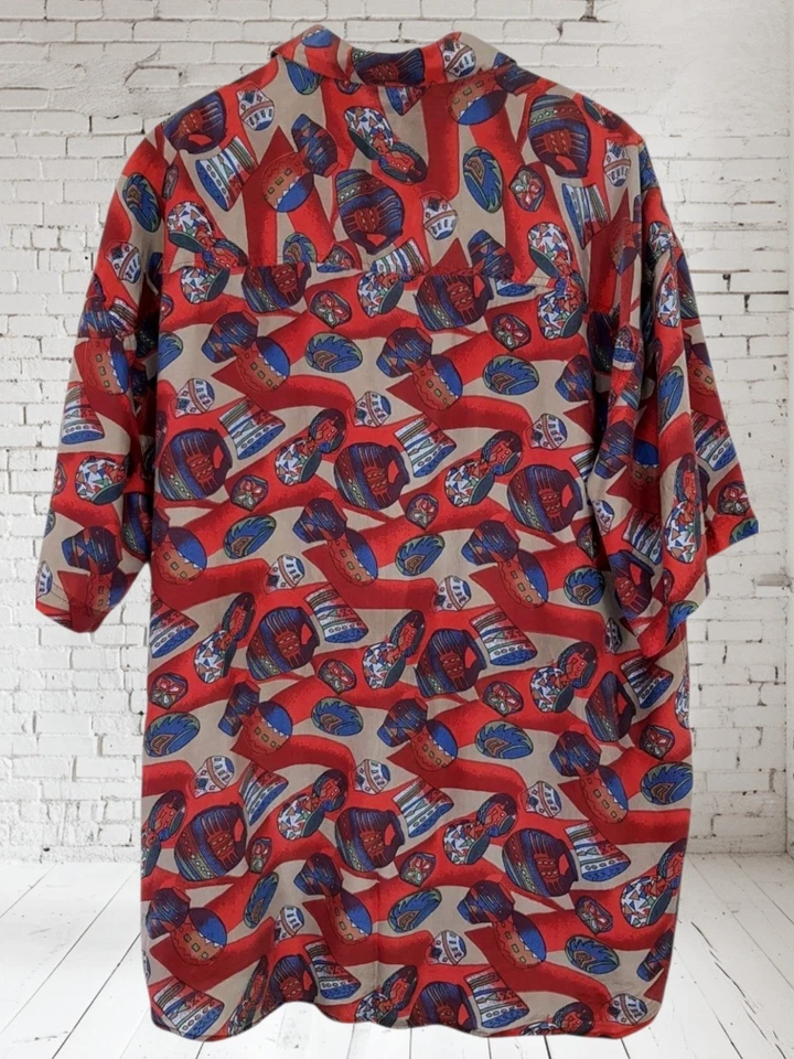 Vintage Impact Silk Shirt Size L Short Sleeve  - Image 2 of 4