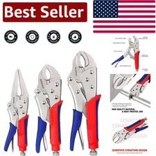 Durable Locking Pliers Set: 10" Curved, 7" Curved & 6.5" Straight Jaw Versions