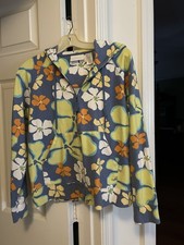 Vintage Liz Claiborne Zipper Floral Sweatshirt with Hood, Size Large