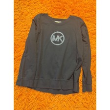 Michael Kors Womens Black Rhinestone MK Logo Sweatshirt XL Pullover Crewneck