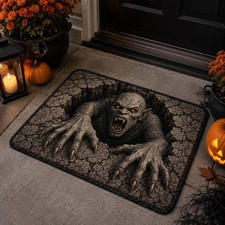 3D Monster Pit Halloween Rug Illusion Spooky Horror Visual Trap Design Floor Mat