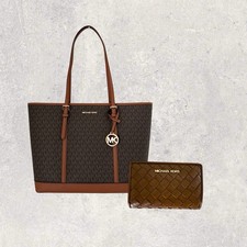 Michael Kors Torba Shopper Portfel Portfel Jet Set Travel Brązowy Złoty NOWY
