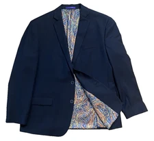 Tallia Blazer Jacket Mens XL 44R Navy Blue Sport Coat Paisley Lined NEW