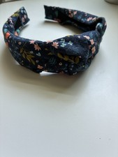 Floral Knotted Fabric Headband Navy Multicolor for Women
