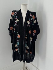 Johnny Was Black Embroidered Calla Caftan Size M