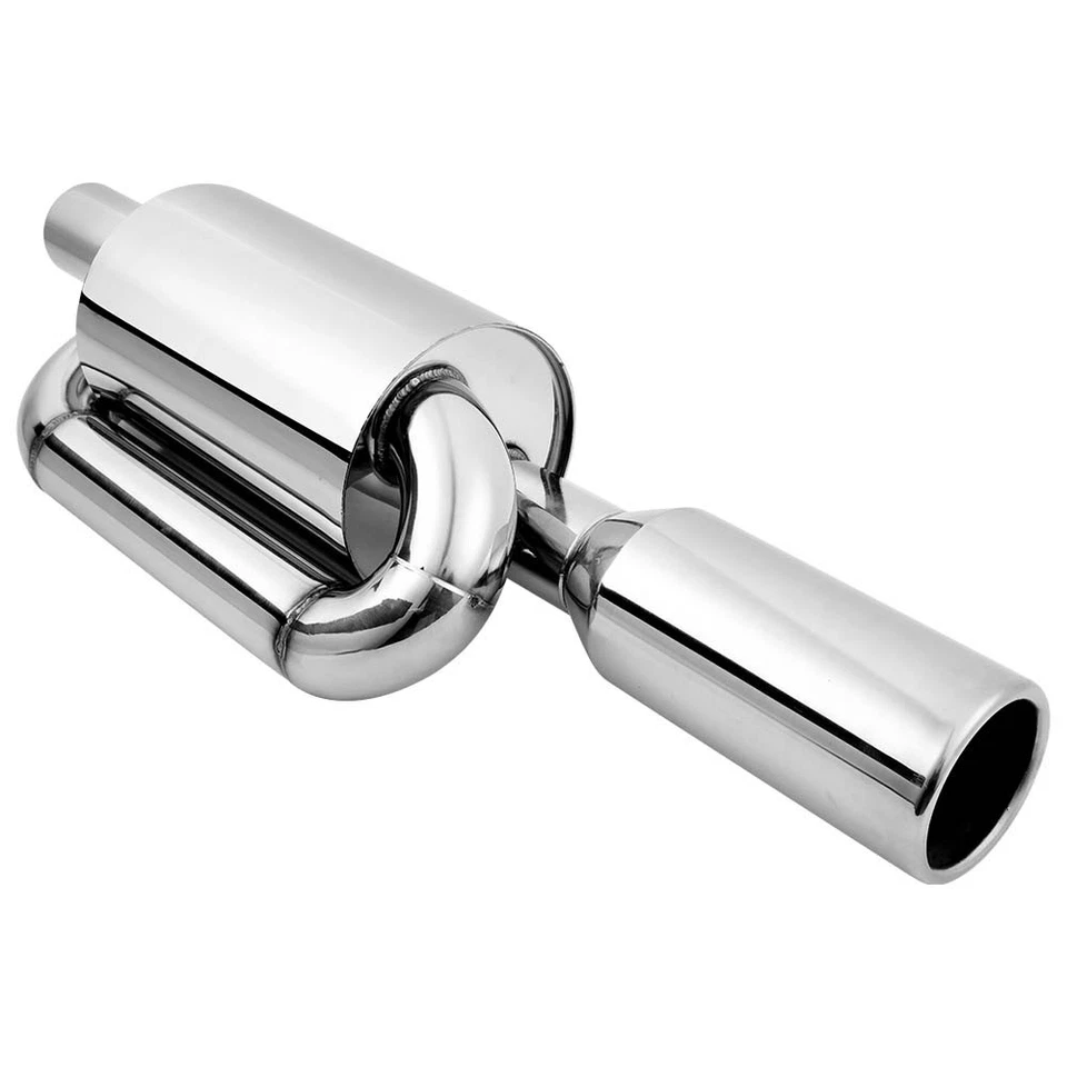 Twin Loop Exhaust Muffler 2.5" Inlet 4.0" Tip For Mitsubishi Eclipse Spyder GT - Imagem 2 de 4