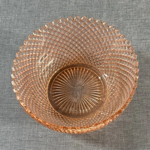 Vtg Anchor Hocking Miss America Pink Depression Glass Large Fruit Bowl 9" Chips
