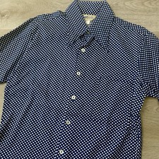 Vintage 60s 70s California Polka Dot Rayon Cotton Mod Button Pocket Shirt Mens M