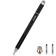 1 Pc Black 2-in-1 Stylus Pen for Touch Screen Fine Point Mesh Tip Stylus