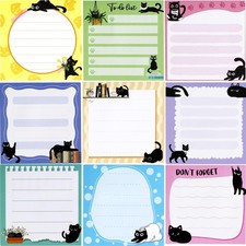 9 Pads Cat Sticky Notes, 3x3Inch Cute Adhesive Notepads 3x3 inches, Colors