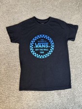 VANS Shirt Mens S Black Circle Checker Off The Wall Logo Crew Neck Classic Fit