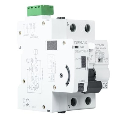 DEWIN FI-Schutzschalter 2-polig 40A 30mA AC 230V mit Auto-Wiedereinschaltung