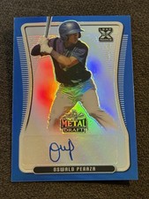 2020 Leaf Metal Draft Rookie Blue Rainbow Auto Oswald Peraza NYY 32/35 #BA-OP1