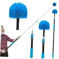 5-12 FT Cobweb Duster with Extension Pole, Telescopic Long Duster for High