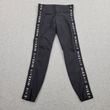 Nike Air Dri-Fit Leggings Womens Small Black Skinny Graphic meas 26x26