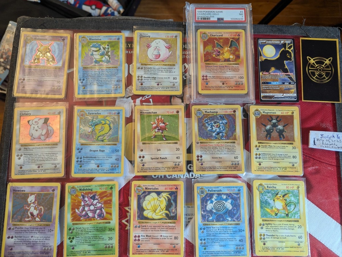 COMPLETE POKEMON SHADOWLESS BASE SET (102/102) With PSA 7