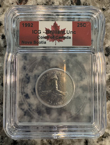 1992 Canada 25C Nova Scotia Quarter Coin ICG Certified Slabbed