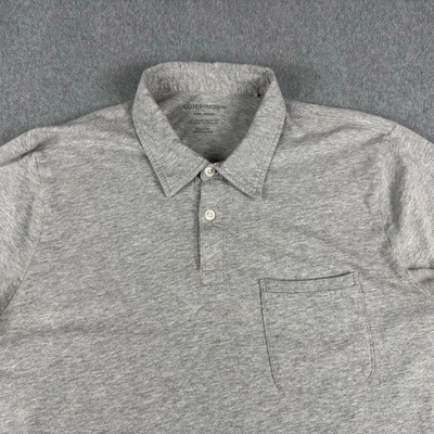 Outerknown Shirt Mens L Gray Organic Pima Cotton Pocket Short Sleeve