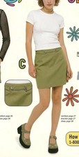 1990s Avocado Green Mini Skirt With Attached Chain Belt Made In USA Size 25 Wais