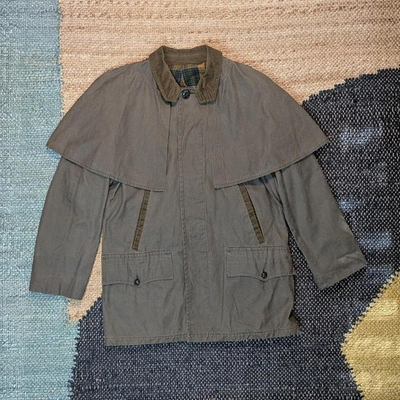 #ad #ad Vintage 60s 70s French Hermit men#x27;s green canvas oil skin chore jacket. size 44 $120.00