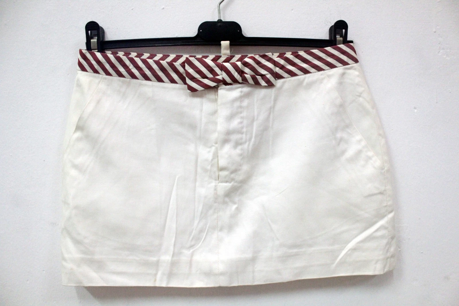 White Mini Skirt Women Dsquared2 Size 42 Bow Stripes Cotton Made In Italy