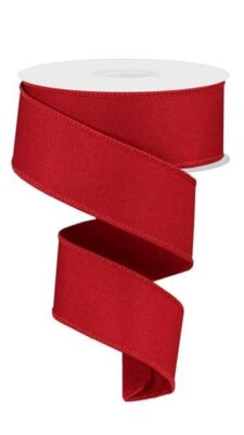 Solid Diagonal Weave Wired Edge Ribbon 1.5 Inch 10 Yards Red Decorative