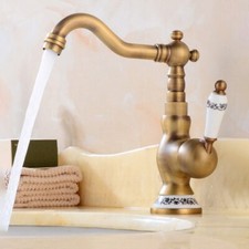 Antique Brass Bathroom Kitchen Bar Sink Faucet Hot Cold Mixer Tap ssf918