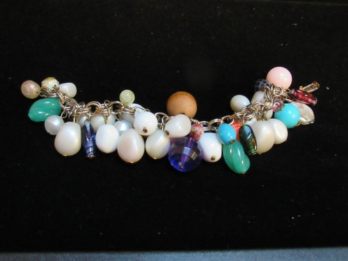 Vintage Cha Cha Links Fun Bracelet Multi Color Glass,etc. Loaded Beads Great!