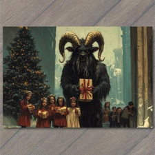 Art Print  Krampus Christmas Scene Children Presents Creepy Festive Nostalgic Gi