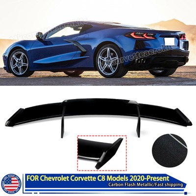 Rear High Wing Trunk Spoiler For 2020-2024 Corvette C8 Carbon Flash Z06 Z51 GT