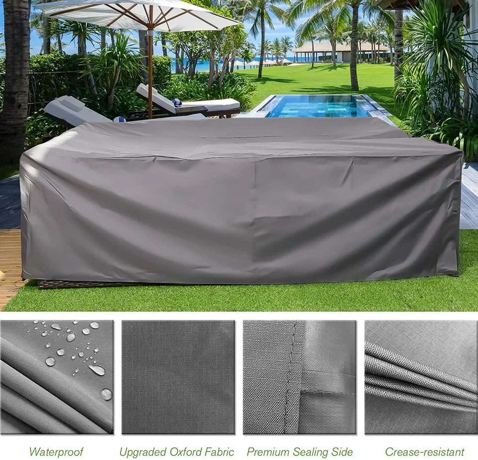 Juego de muebles de patio sofá seccional de ratán de exterior de 7 piezas con cubierta protectora Foto 3 de 4