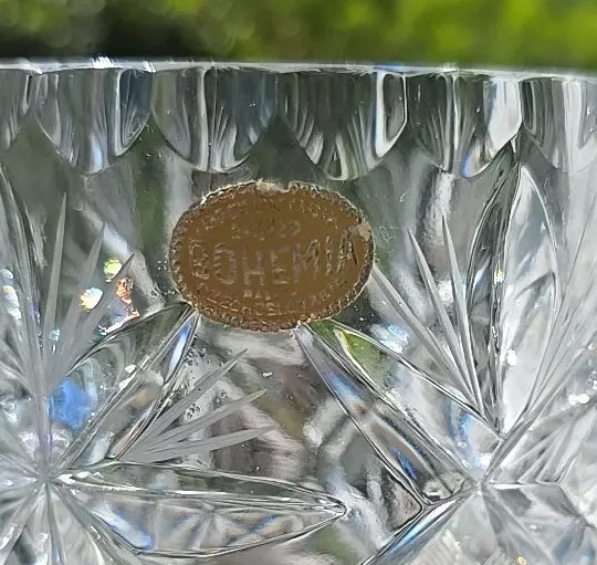 Bohemia Czech Hand Cut Crystal Vase With Original Label, 24% Lead