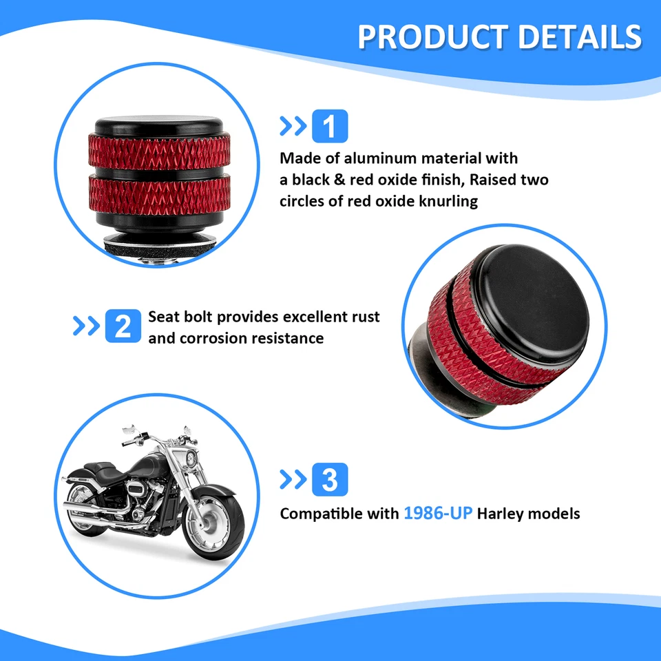 2x Tornillos de perno oxidados para asiento trasero para Harley Softail Sportster 1986-2025 Foto 4 de 4