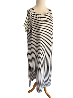ZANZEA Women's Loose Sleeveless Maxi Long Dress Black White Stripes size L  NEW | eBay