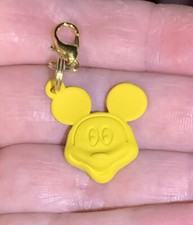 Gold Yellow Mickey Mouse Charm Zipper Pull  Keychain Add On Clip 