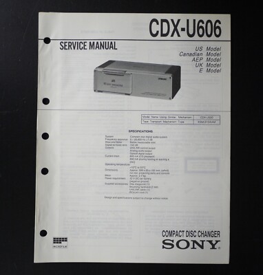 Original SONY CDX-U606 Car CD-Changer Service Manual / Service Anleitung S13