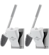 Sellemer Toilet Brush and Holder Set with Silicone Bristles 2 Pack