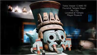 Tlaloc Aztec Vessel, Aztec Decor, Aztec God Of Rain, Tlaloc Aztec God Of Water