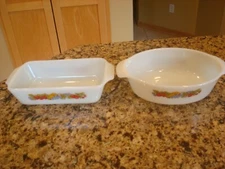 Anchor Hocking Fire King 433 & 441 Natures Bounty Casserole and Loaf Dish, nice!
