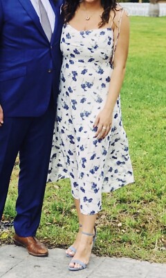 REVOLVE Reformation White And Blue Floral Dress Size 10 | eBay