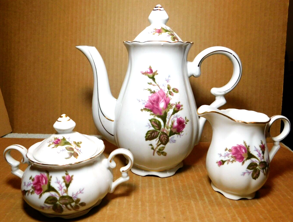 Fine China of Japan~Moss Rose Demitasse Tea Set Vintage (5) Five