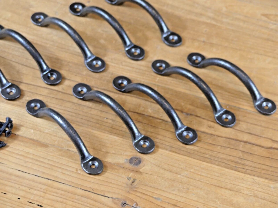 10 TIRADORES DE CUBO DE CAJÓN DE HIERRO 3 3/4" DE LARGO MANIJAS DE GABINETE COCINA BAÑO VENTANA PEQUEÑA Foto 2 de 4