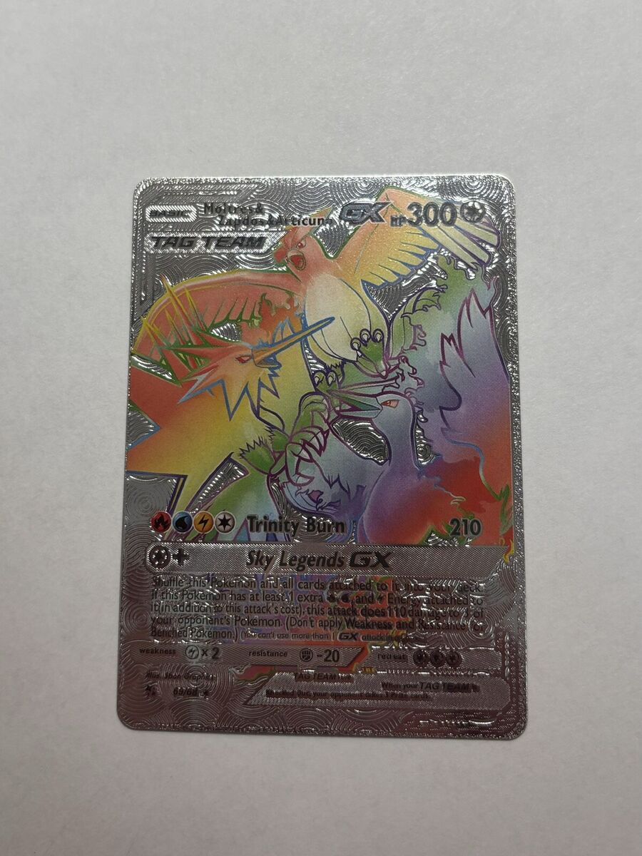 Silver Foil Rainbow Tag Team Moltres Zapdos Articuno GX Fan Silver Foil Rainbow Tag Team Moltres Zapdos Articuno GX Fan