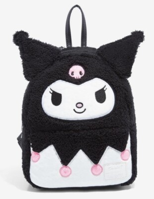 Loungefly Kuromi Plush Backpack- NWT Loungefly Kuromi Pastel Fuzzy Mini Backpack | Hot Topic main image 3